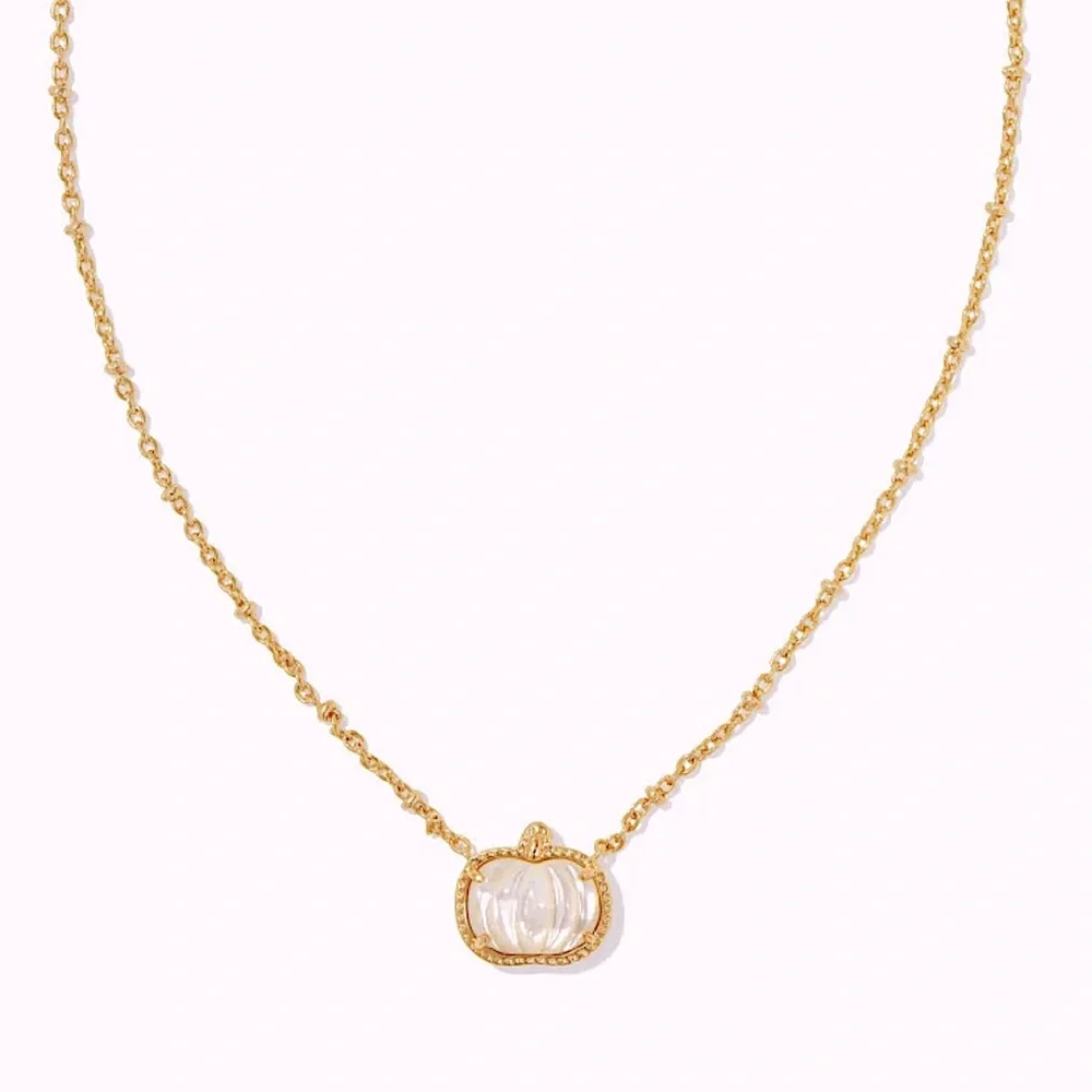 🎃Brand New Kendra Scott Gold and Mother of Pearl Pumpkin Necklace Thanksgiving
